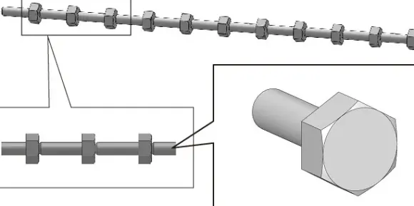 Hex Bolt Head (Nickel Silver) L (44pcs)