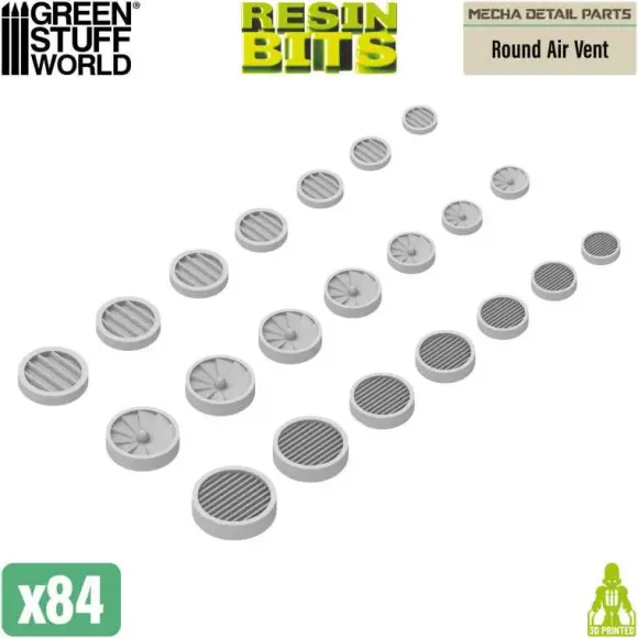 Mecha Detail Parts - Round Air Vent (84pcs)