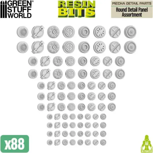 Mecha Detail Parts - Round Detail Panel Assortment (88pcs)