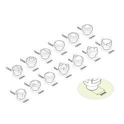 Mecha Detail Parts - Round Rivets with 3 mm Pegs (65pcs)