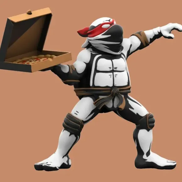 TMNT Teenage Mutant Ninja Turtles / Pizza Bomber by Ndikol 8.3 inch Vinyl Art Statue