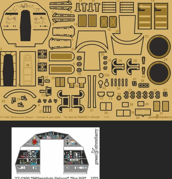 1/72 YT-1300 Millennium Falcon PG Cockpit & Gun Wells